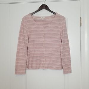 J. Jill Textured Button Down Striped Cardigan Sweater